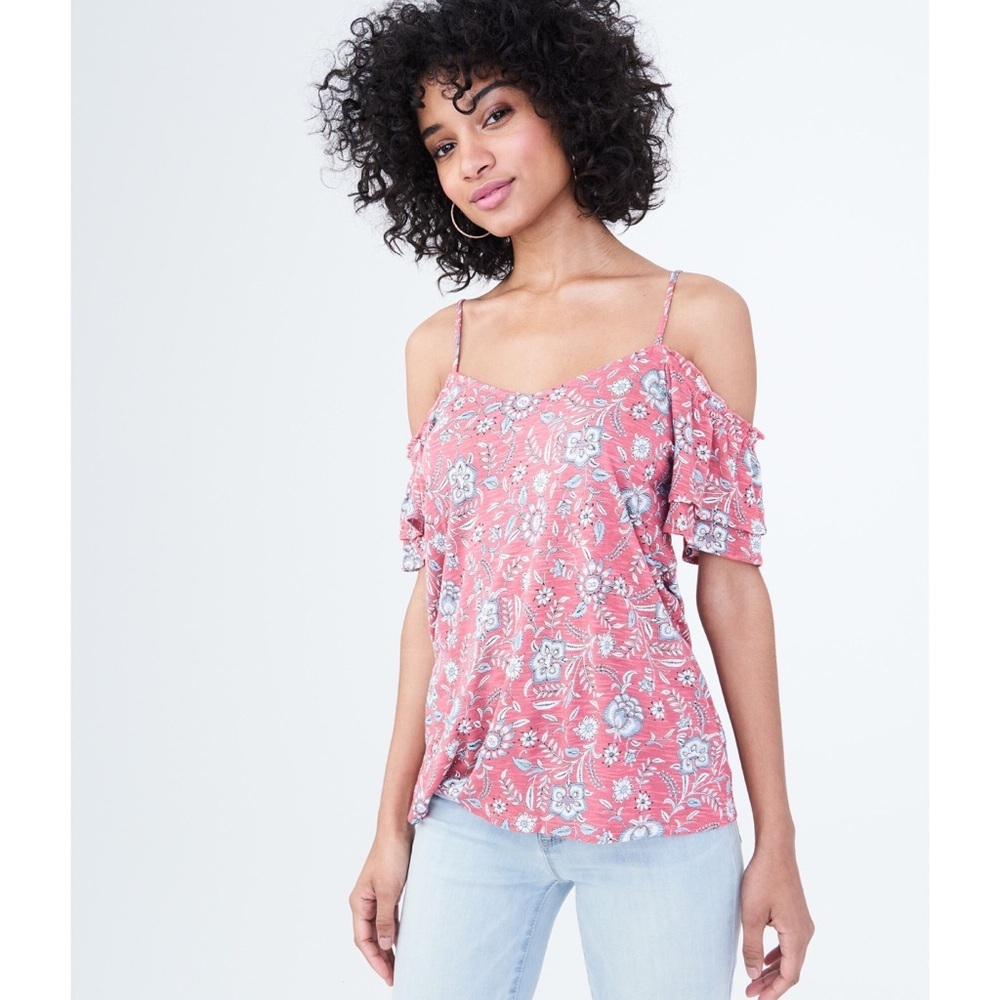 NWT Aeropostale Floral Cold-Shoulder Top